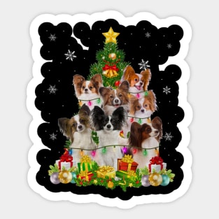 Funny Papillon Christmas Tree Funny Dog Lover Sticker
